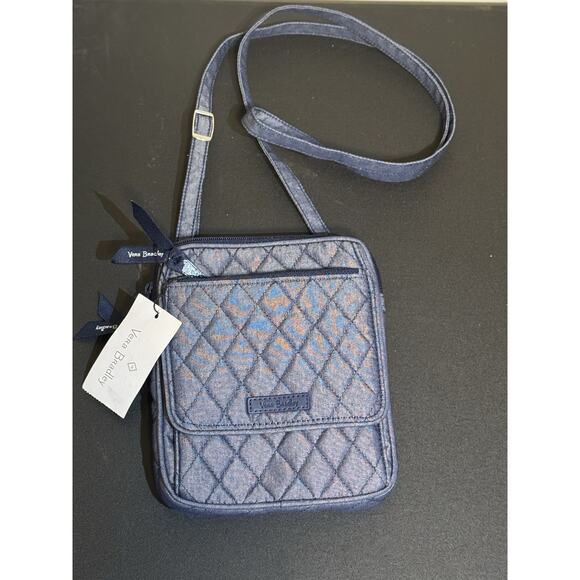 NEW Vera Bradley MOONLIGHT NAVY DENIM Mini Hipster Quilted Crossbody Bag Purse - Picture 1 of 7